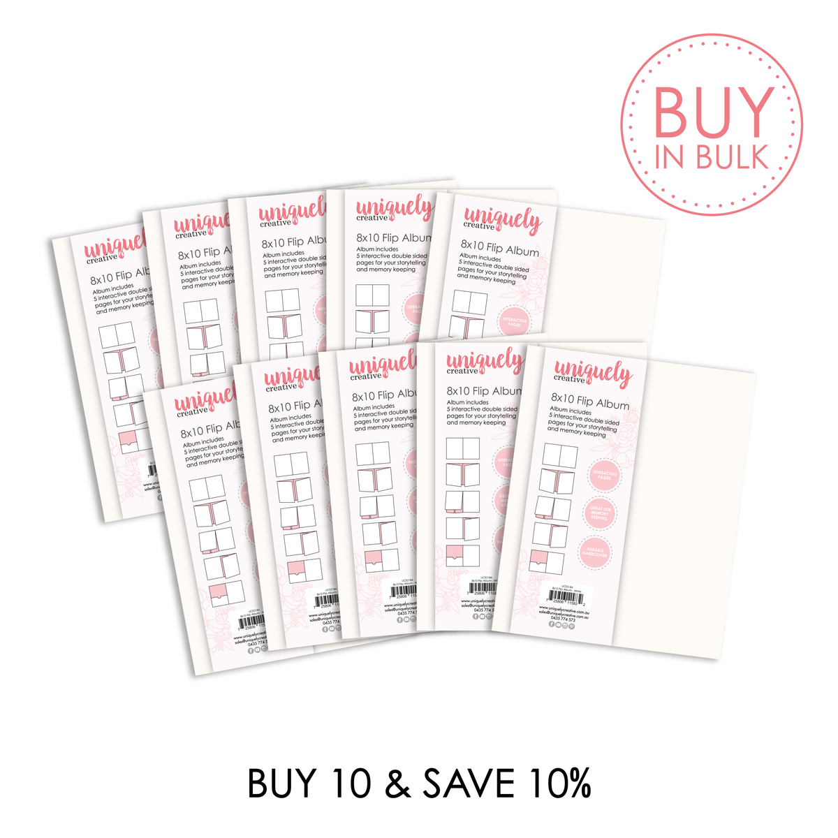 BUY IN BULK - 8x10 Flip Album - White (x10)