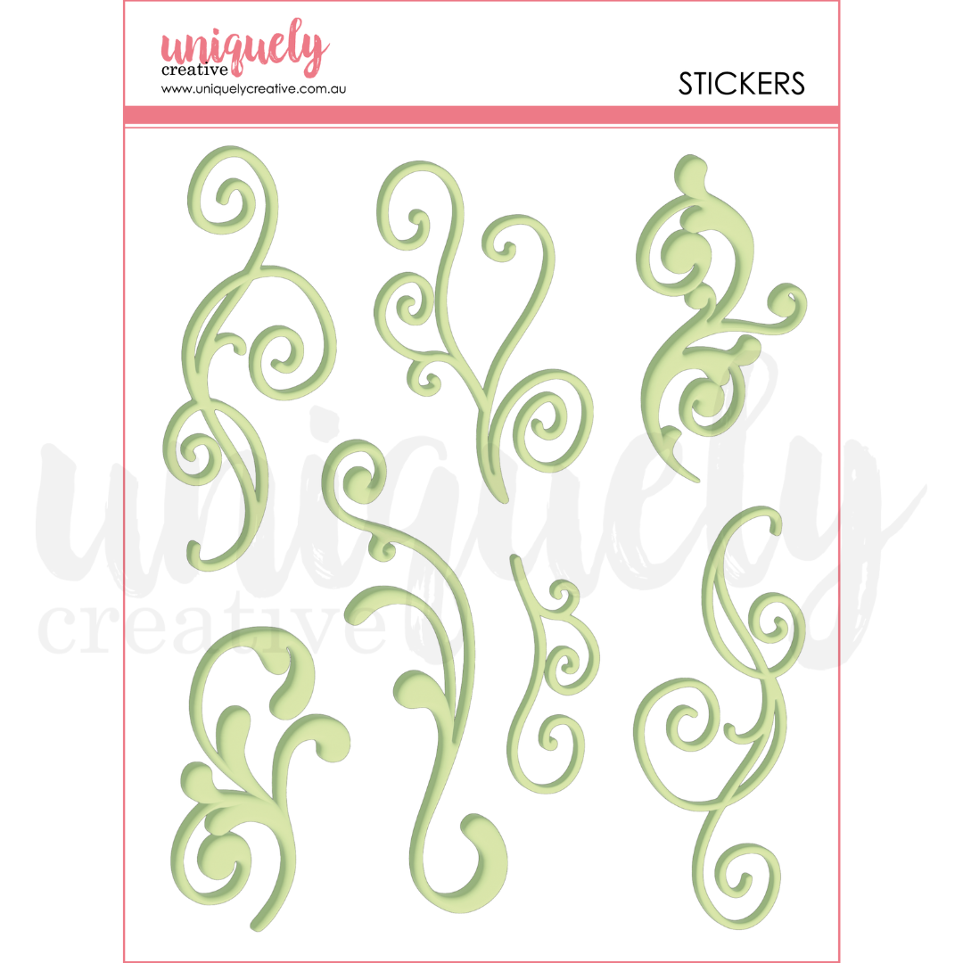 Green Flourish Puffy Stickers