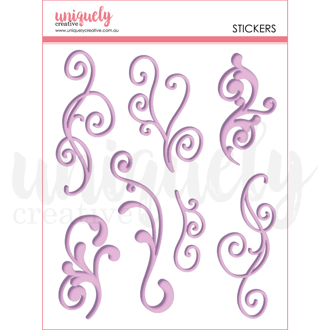 Purple Flourish Puffy Stickers