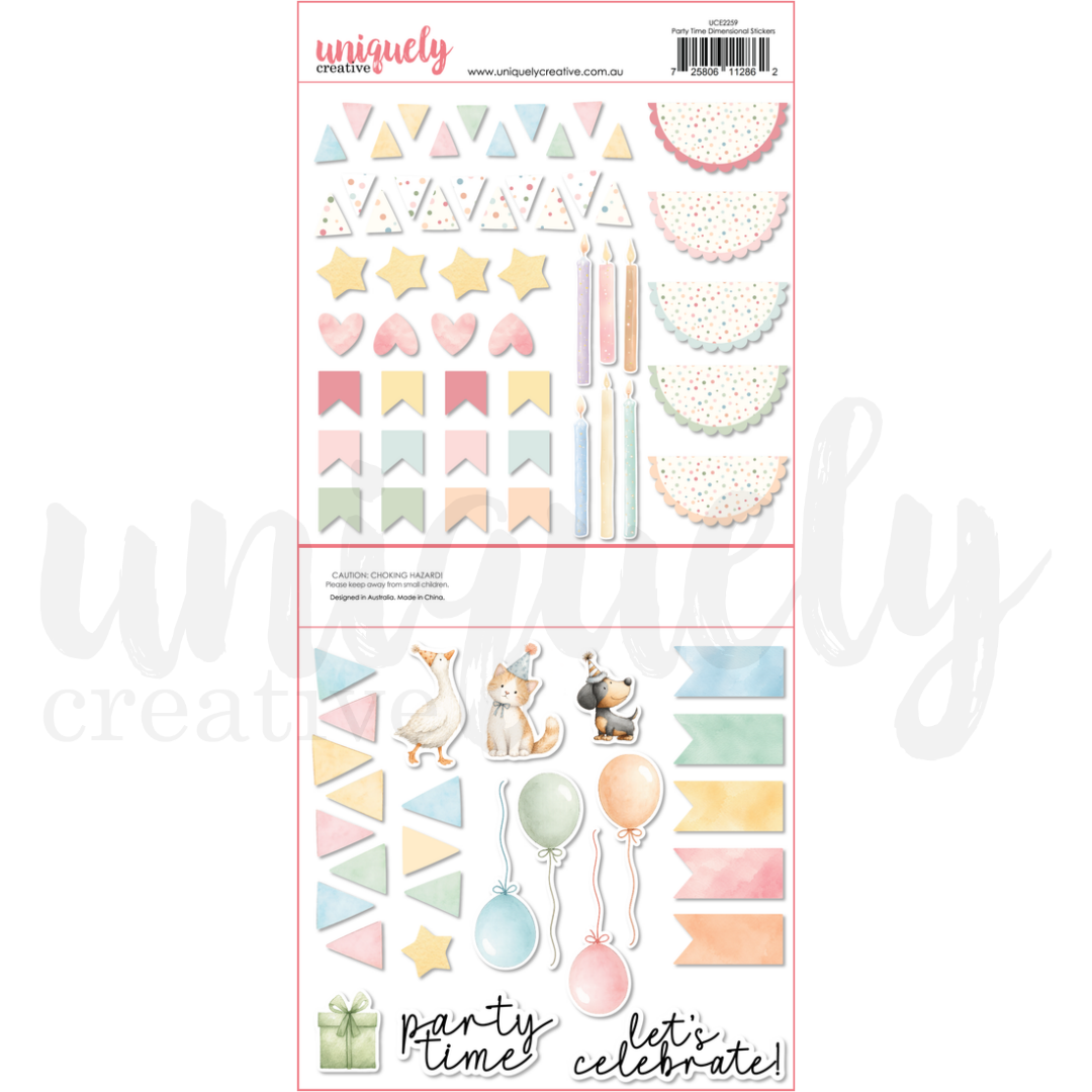 Party Time Dimensional Stickers