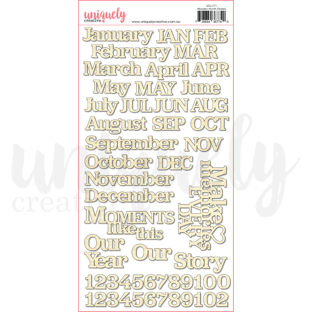Wooden Month Stickers