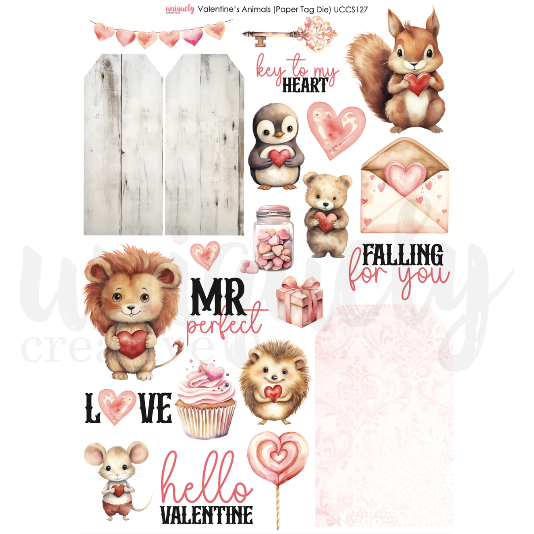 Valentine&#39;s Animals Cut-a-Part Sheet