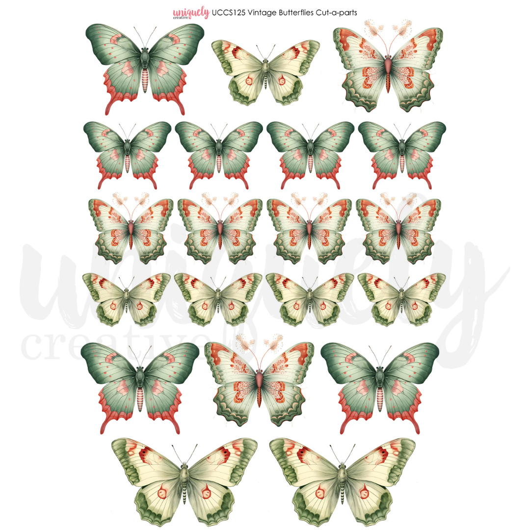 Vintage Butterflies Cut-a-Part Sheet