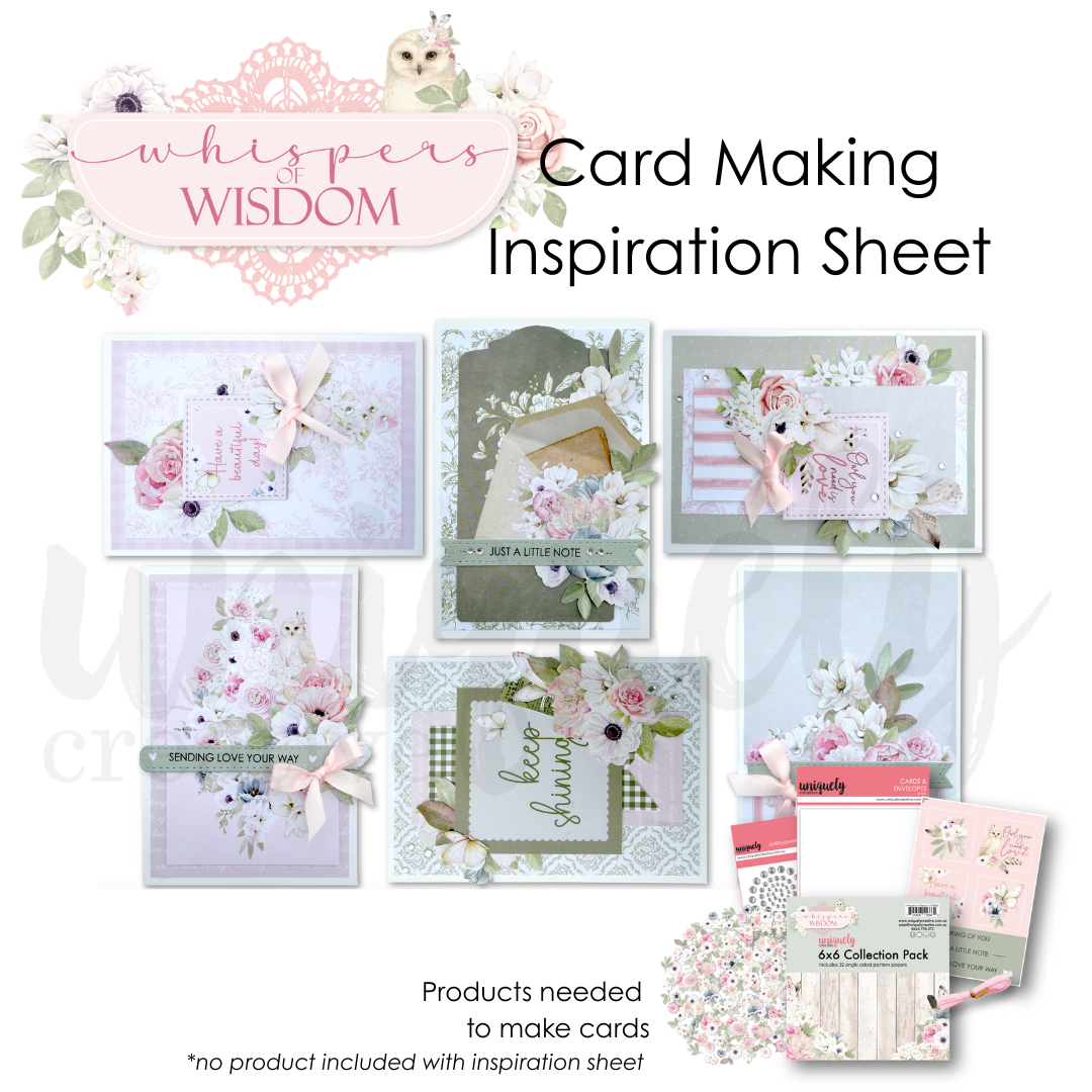 Whispers of Wisdom Card Making Inspiration Sheet