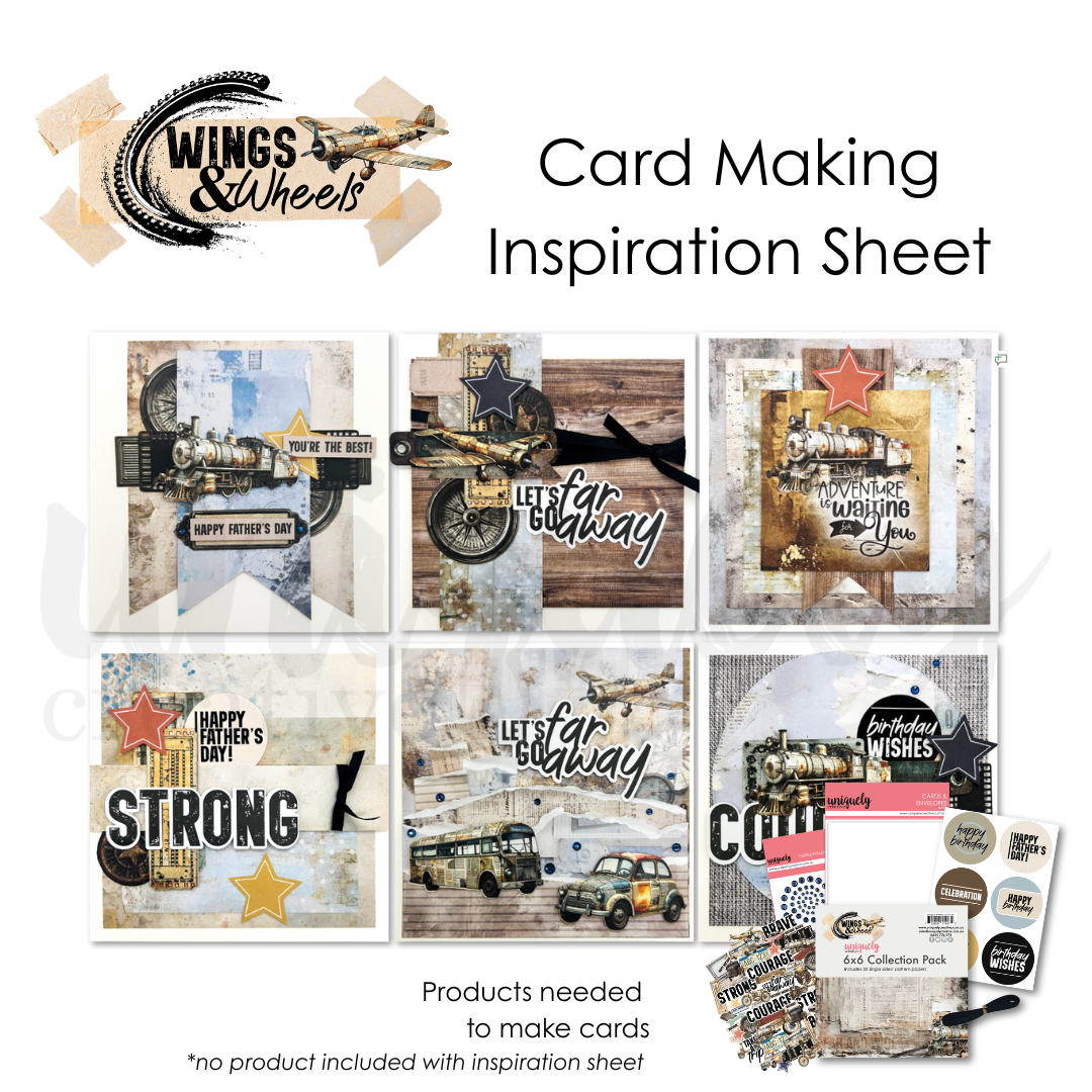 Wings &amp; Wheels Card Making Inspiration Sheet
