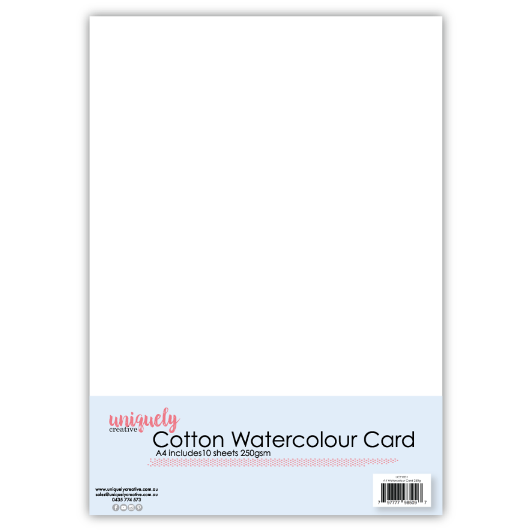 A4 Cotton Watercolour Card 250gsm X 10 Sheets