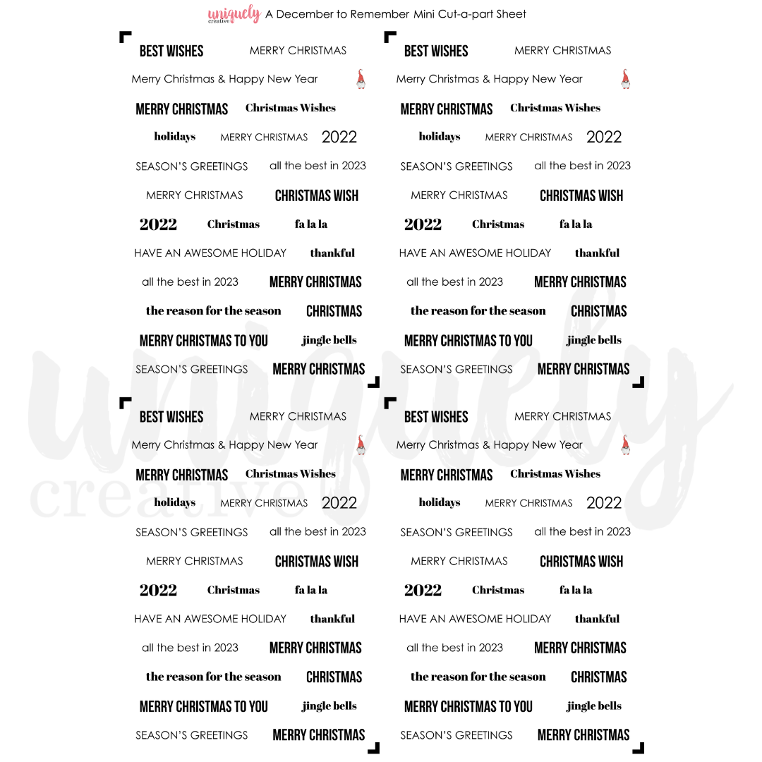 A December to Remember Cut-a-Part Sheet Mini