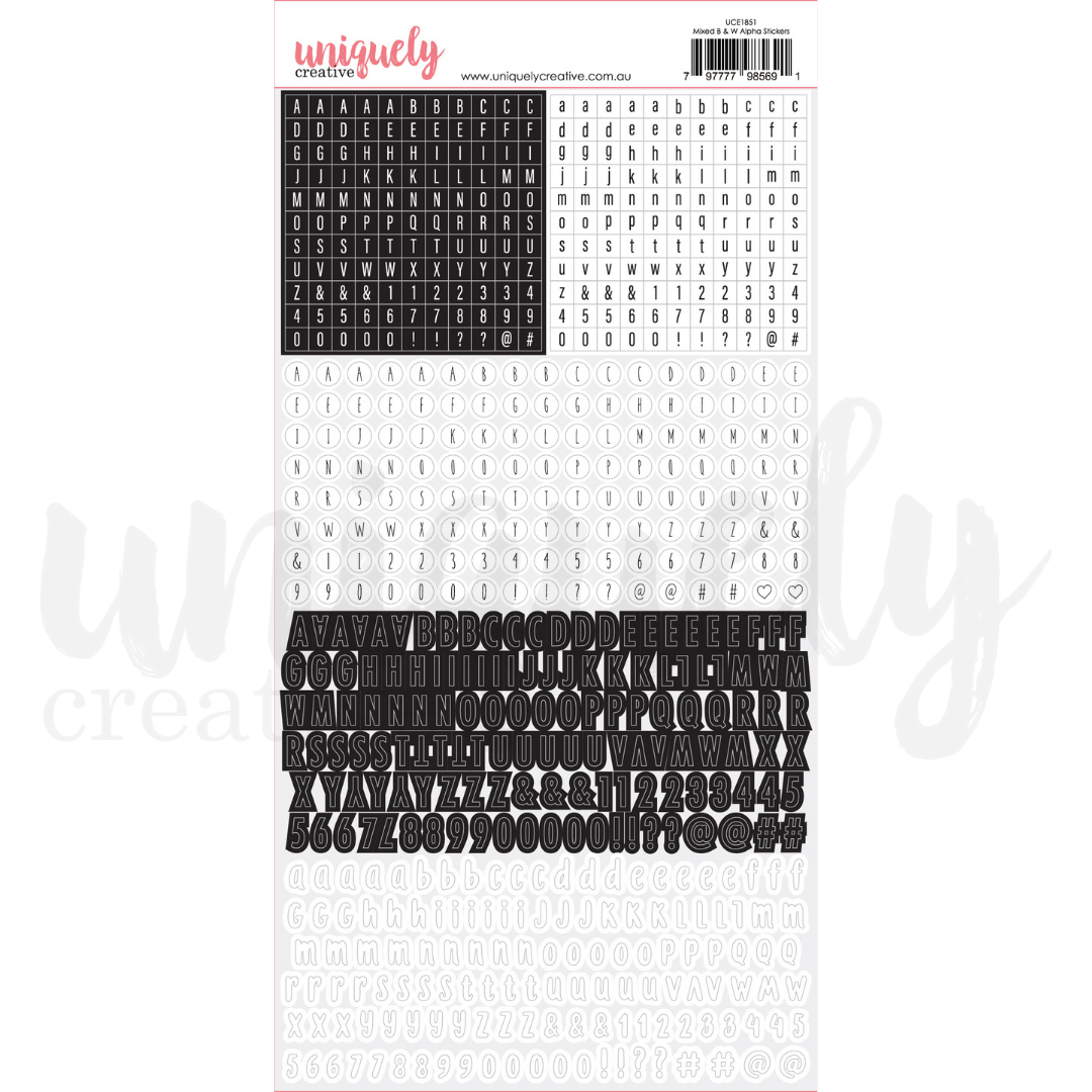 Mixed Black &amp; White Alpha Stickers