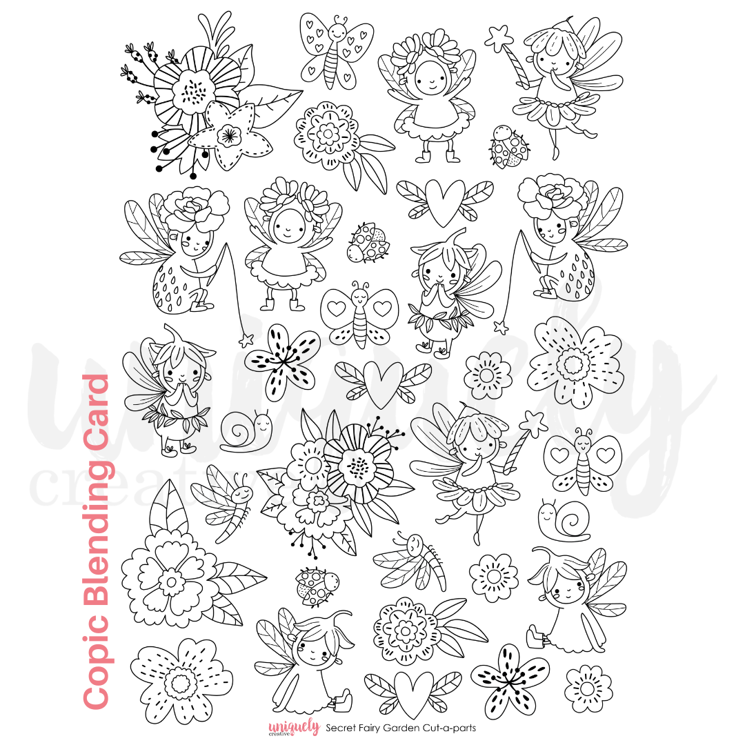 Secret Fairy Garden Cut-a-part Sheet Copic Blending Card