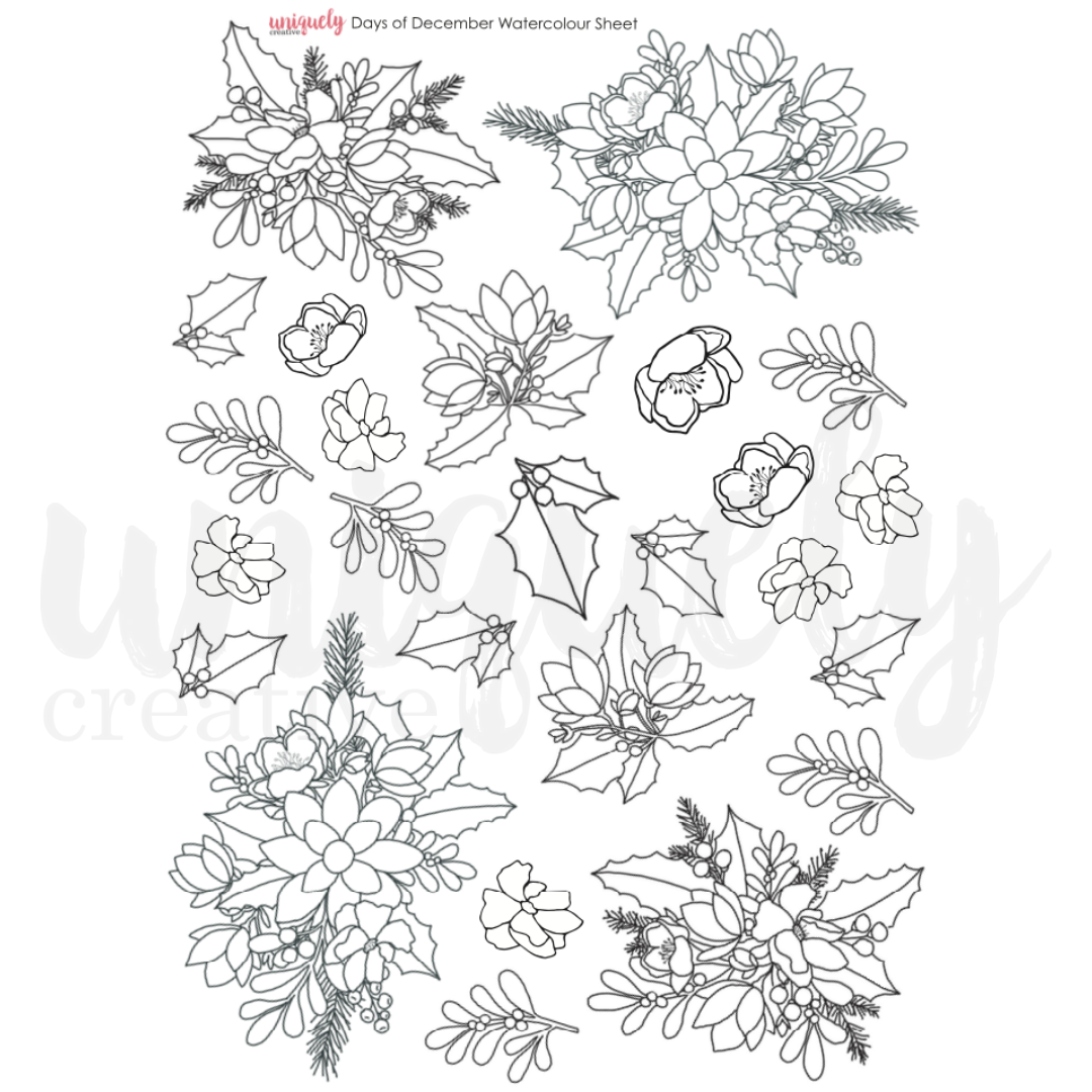 Days of December Cut-a-part Sheet Watercolour