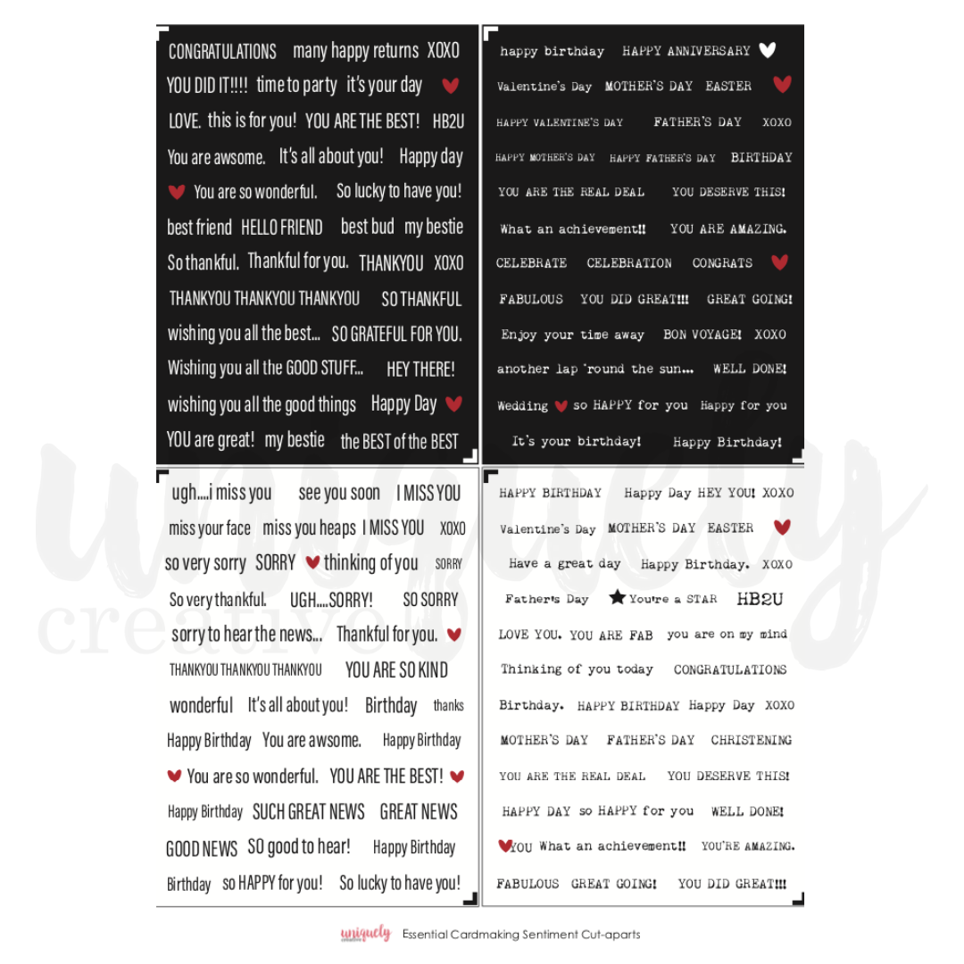 Essential Cardmaking Sentiments Mini Cut-a-part Sheet