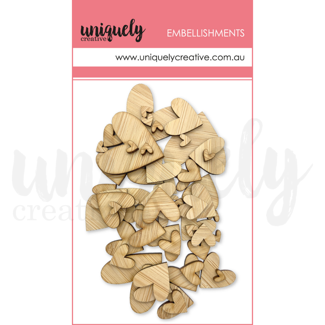Wooden Mixed Hearts