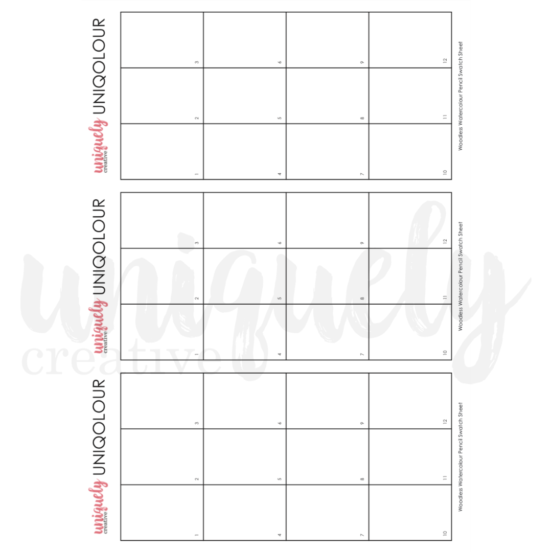 UNIQOLOUR Woodless Watercolour Pencil Swatch Sheet