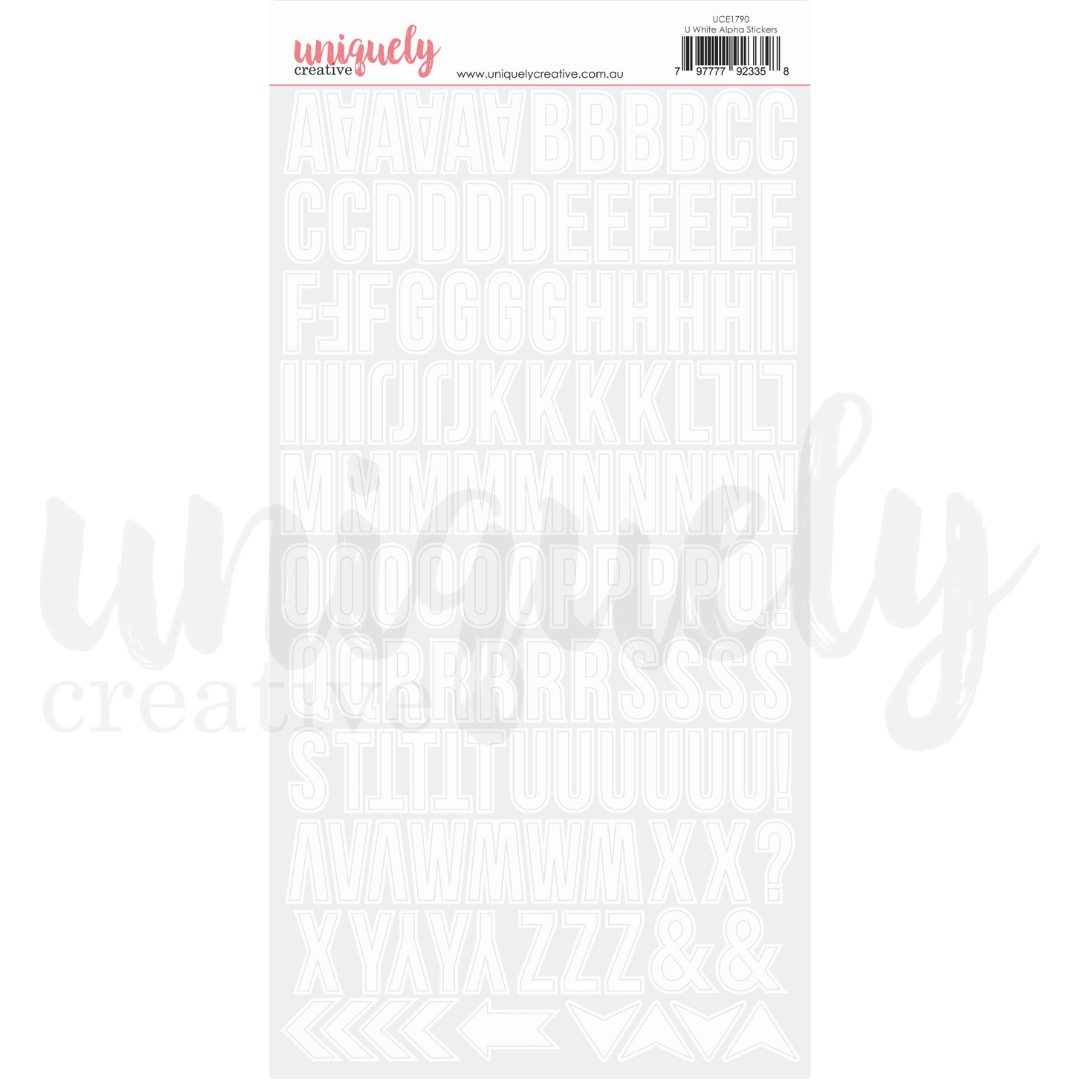 Upper White Alpha Stickers
