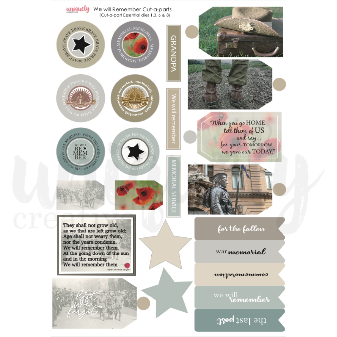 We Will Remember Cut-a-part Sheet